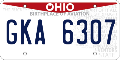 OH license plate GKA6307