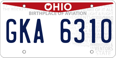 OH license plate GKA6310