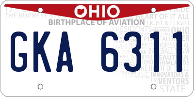OH license plate GKA6311