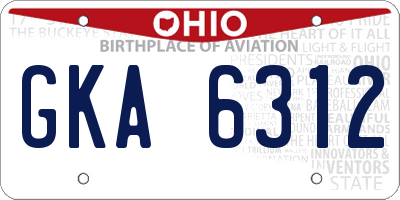 OH license plate GKA6312