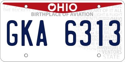 OH license plate GKA6313