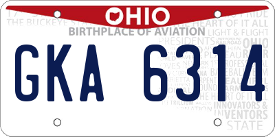 OH license plate GKA6314