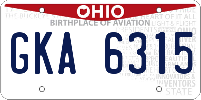 OH license plate GKA6315