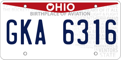 OH license plate GKA6316