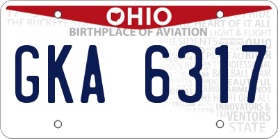 OH license plate GKA6317