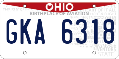 OH license plate GKA6318