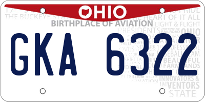 OH license plate GKA6322