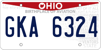 OH license plate GKA6324