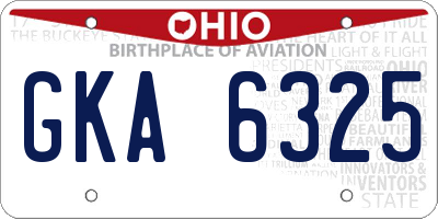 OH license plate GKA6325