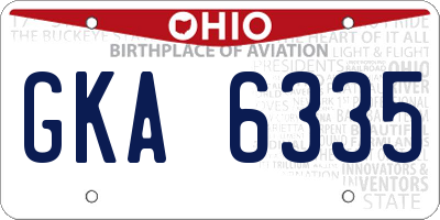 OH license plate GKA6335