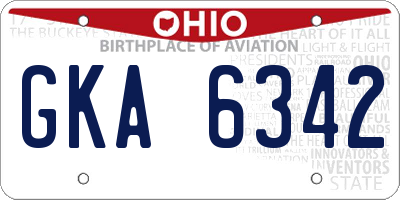 OH license plate GKA6342