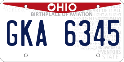 OH license plate GKA6345