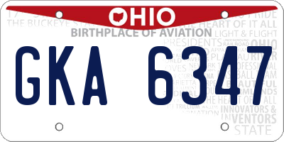 OH license plate GKA6347