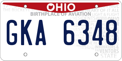 OH license plate GKA6348