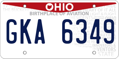 OH license plate GKA6349