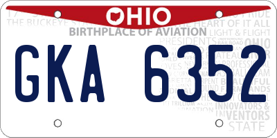 OH license plate GKA6352