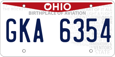 OH license plate GKA6354