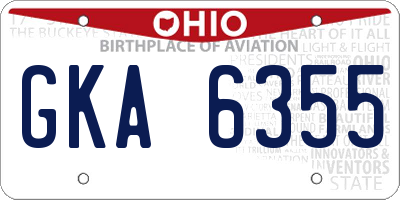 OH license plate GKA6355