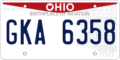 OH license plate GKA6358