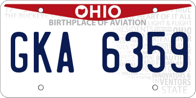 OH license plate GKA6359