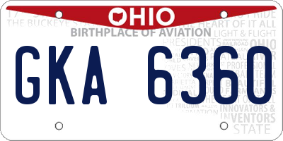 OH license plate GKA6360