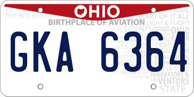 OH license plate GKA6364