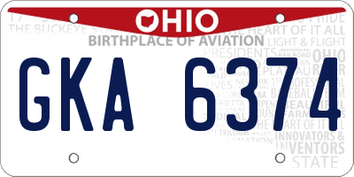 OH license plate GKA6374