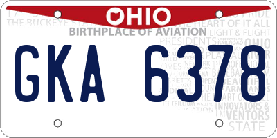 OH license plate GKA6378
