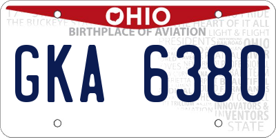OH license plate GKA6380