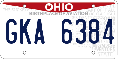 OH license plate GKA6384