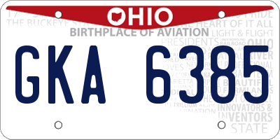 OH license plate GKA6385