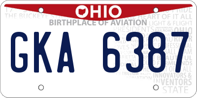 OH license plate GKA6387