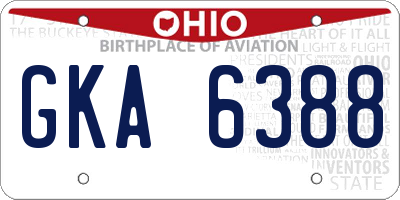 OH license plate GKA6388