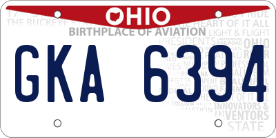 OH license plate GKA6394