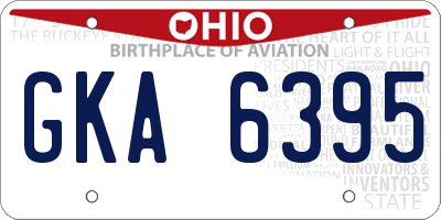 OH license plate GKA6395