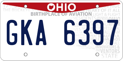 OH license plate GKA6397