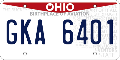 OH license plate GKA6401