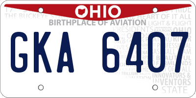 OH license plate GKA6407