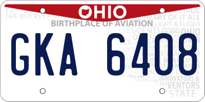 OH license plate GKA6408