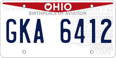 OH license plate GKA6412