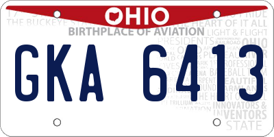 OH license plate GKA6413