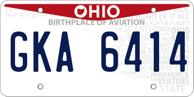 OH license plate GKA6414