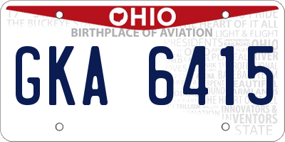 OH license plate GKA6415
