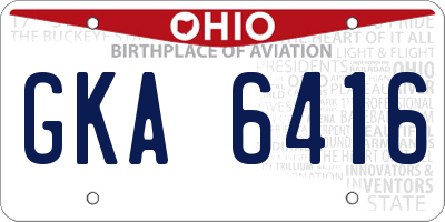 OH license plate GKA6416
