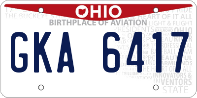 OH license plate GKA6417