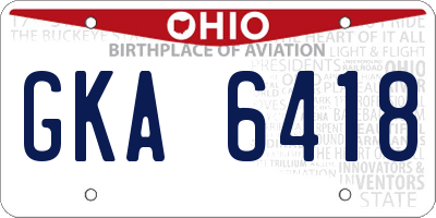 OH license plate GKA6418
