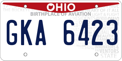 OH license plate GKA6423