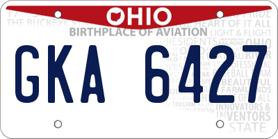 OH license plate GKA6427