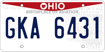 OH license plate GKA6431