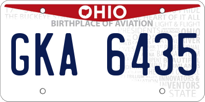 OH license plate GKA6435